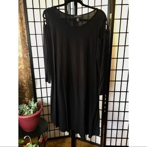 F21+ Lace / Cold Shoulder Black Dress